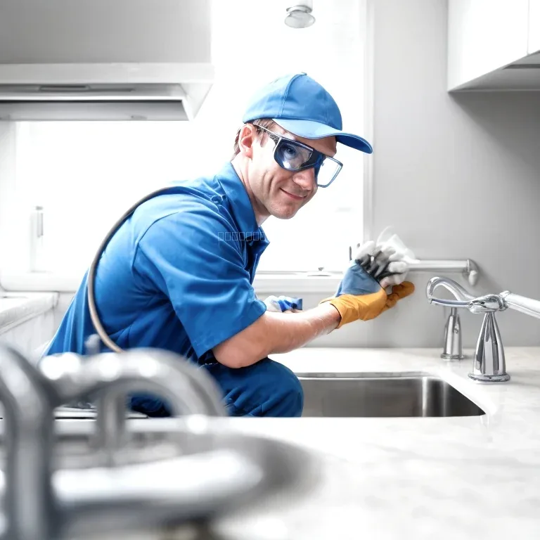 Técnico con cámara de inspección en tubería
